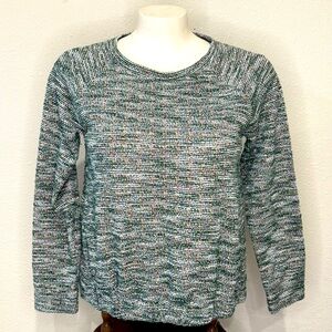 LOFT Boucle Sweatshirt Rainbow Gathered Hem Long Sleeve Women’s Size Large